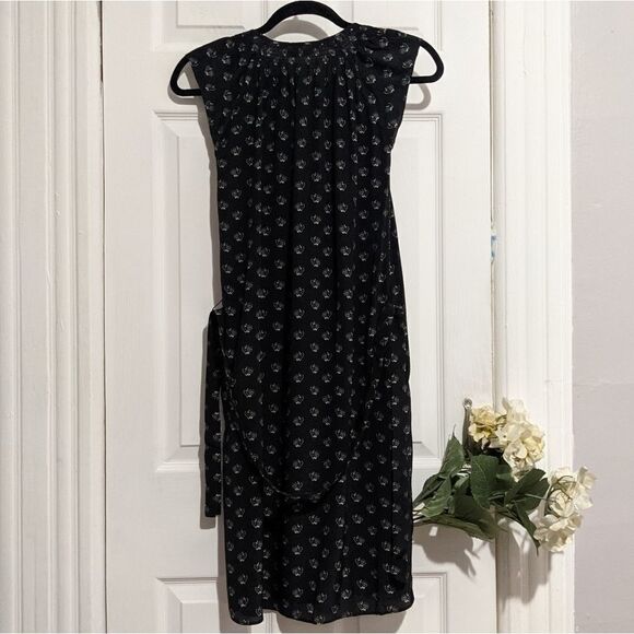 Tucker Flutter Sleeve Classic Midi Dress Inked Batik in Crepe de Chine Silk - Picture 7 of 9